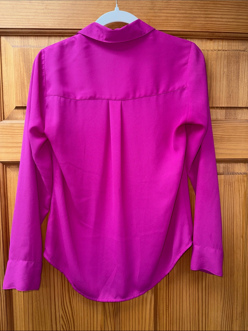 Express Fuchsia Button-Front Blouse - Picture 3 of 5